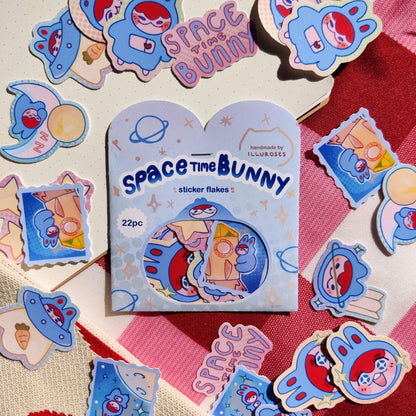 "space time bunny" vinyl sticker pack, 11 designs, 22pc
