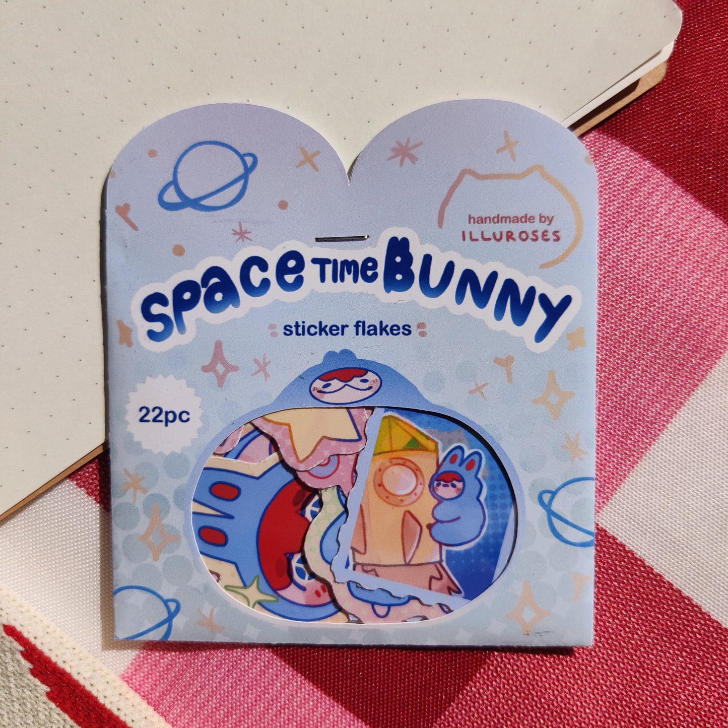 "space time bunny" vinyl sticker pack, 11 designs, 22pc