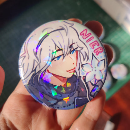 NIER Replicant ver1.22 58mm Holo Badges | Nier Bro, Kaine