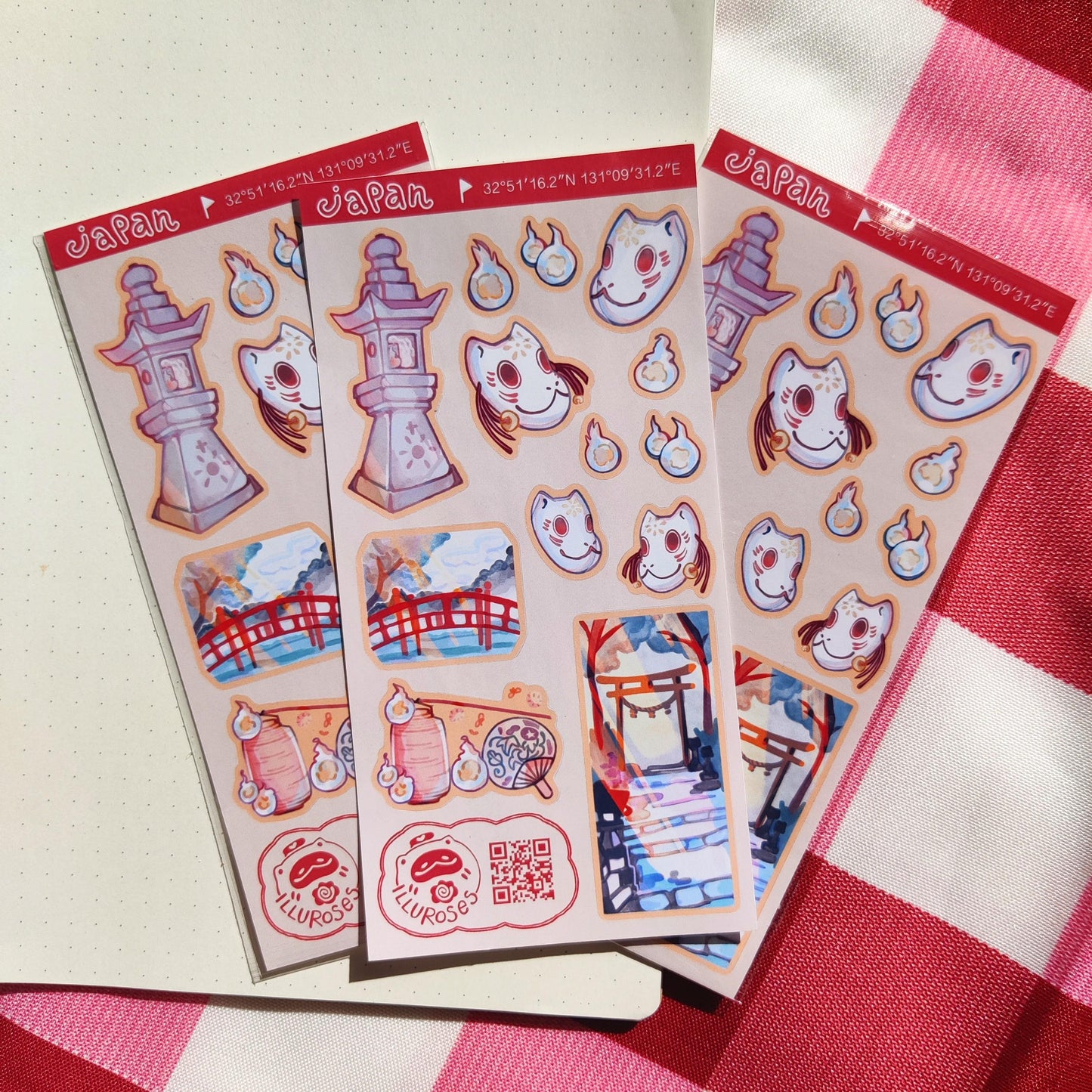 JAPAN Shrines&Temples Sticker sheet | 75 x 150mm