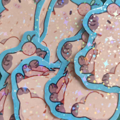 Chill Capybara Holographic Glitter sticker | 5cm x 6.5cm