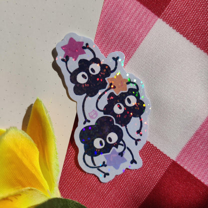 Holographic Soot Sprite Vinyl Sticker | 4.5cm x 8cm