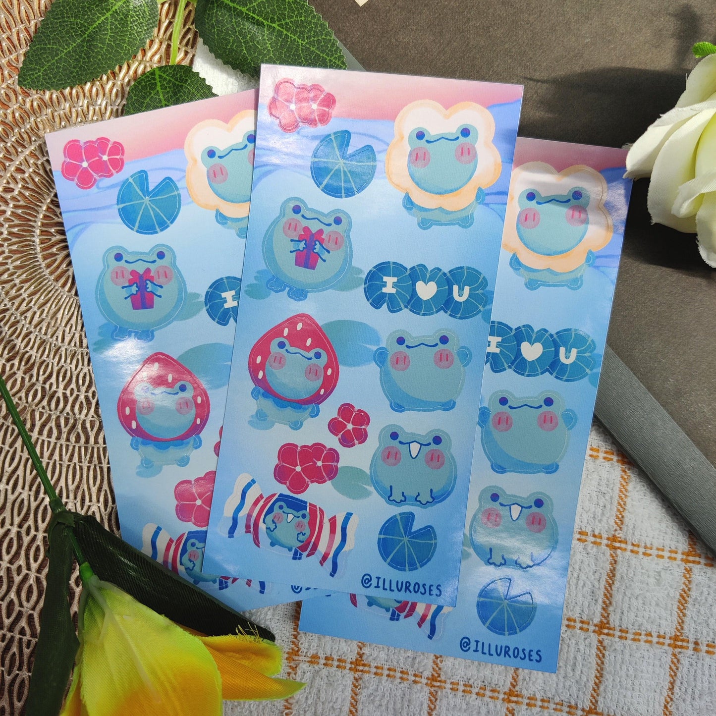 Fun Froggy STICKER SHEET, 12 designs 6 frogs | 75 x 150mm