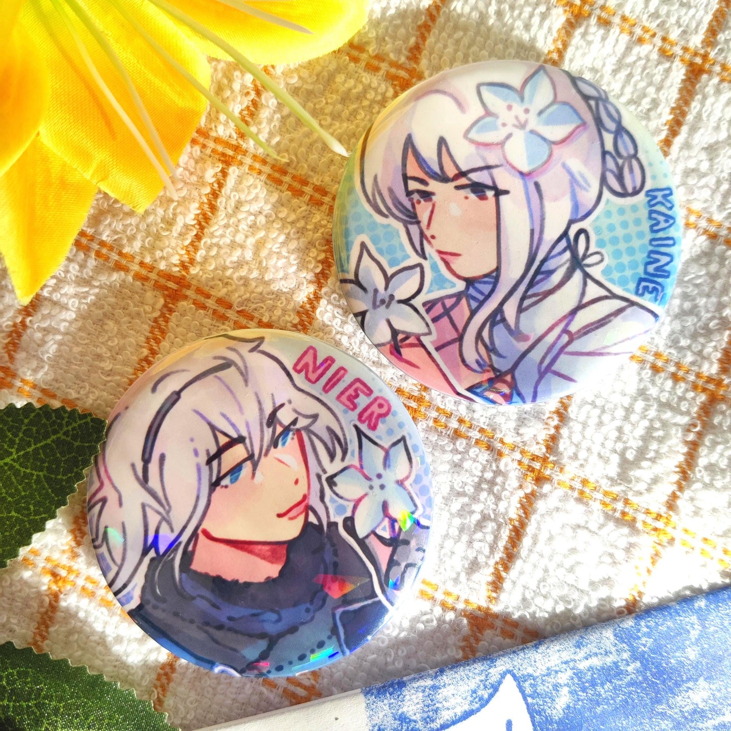 NIER Replicant ver1.22 58mm Holo Badges | Nier Bro, Kaine