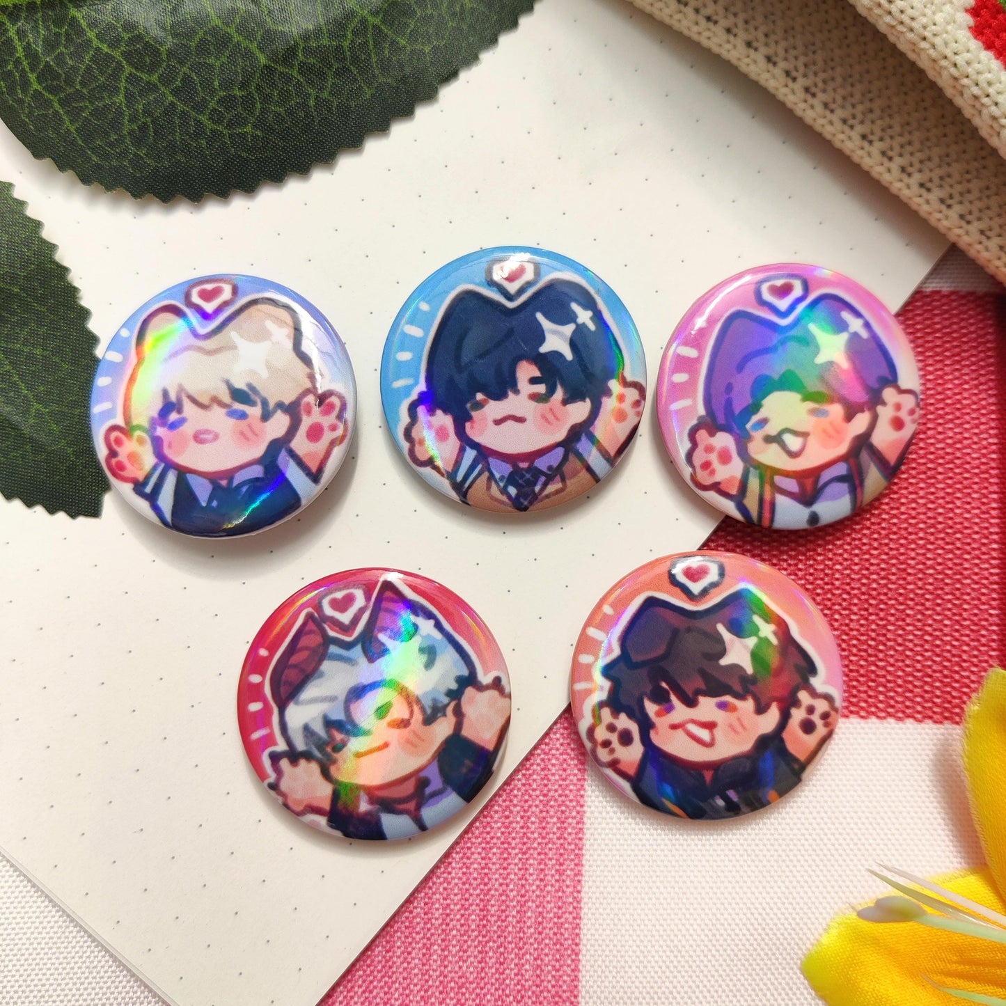 Love and Deepspace LIs holographic buttons badges | 32mm
