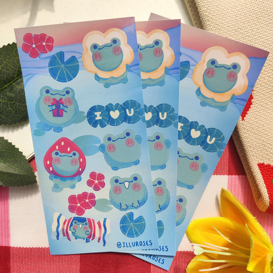 Fun Froggy STICKER SHEET, 12 designs 6 frogs | 75 x 150mm