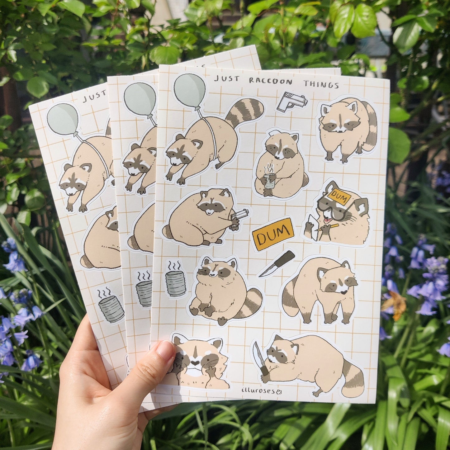 Just Raccoon Things Sticker Sheet | 148 x 210mm