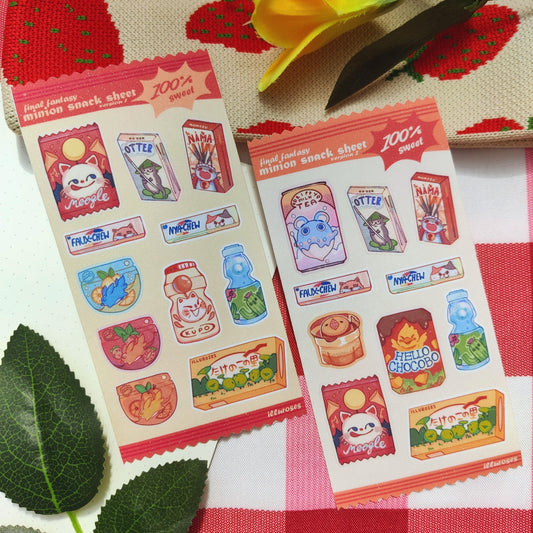 FFXIV Minions Snack Sticker Sheet | 75 x 150mm