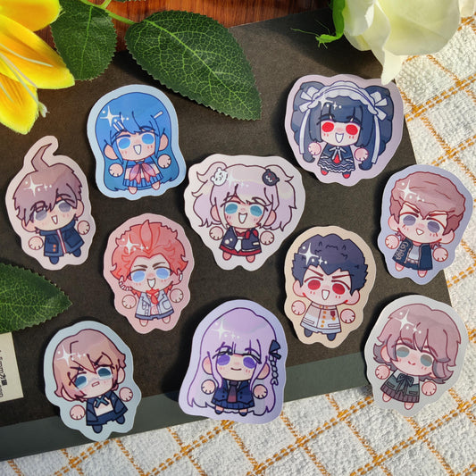 DANGANRONPA Skrunkly Sticker | Makoto, Kyoko, Byakuya, Junko, Ishimaru, Leon, Sayaka, Mondo, Chihiro, Trigger Happy Havoc, DR