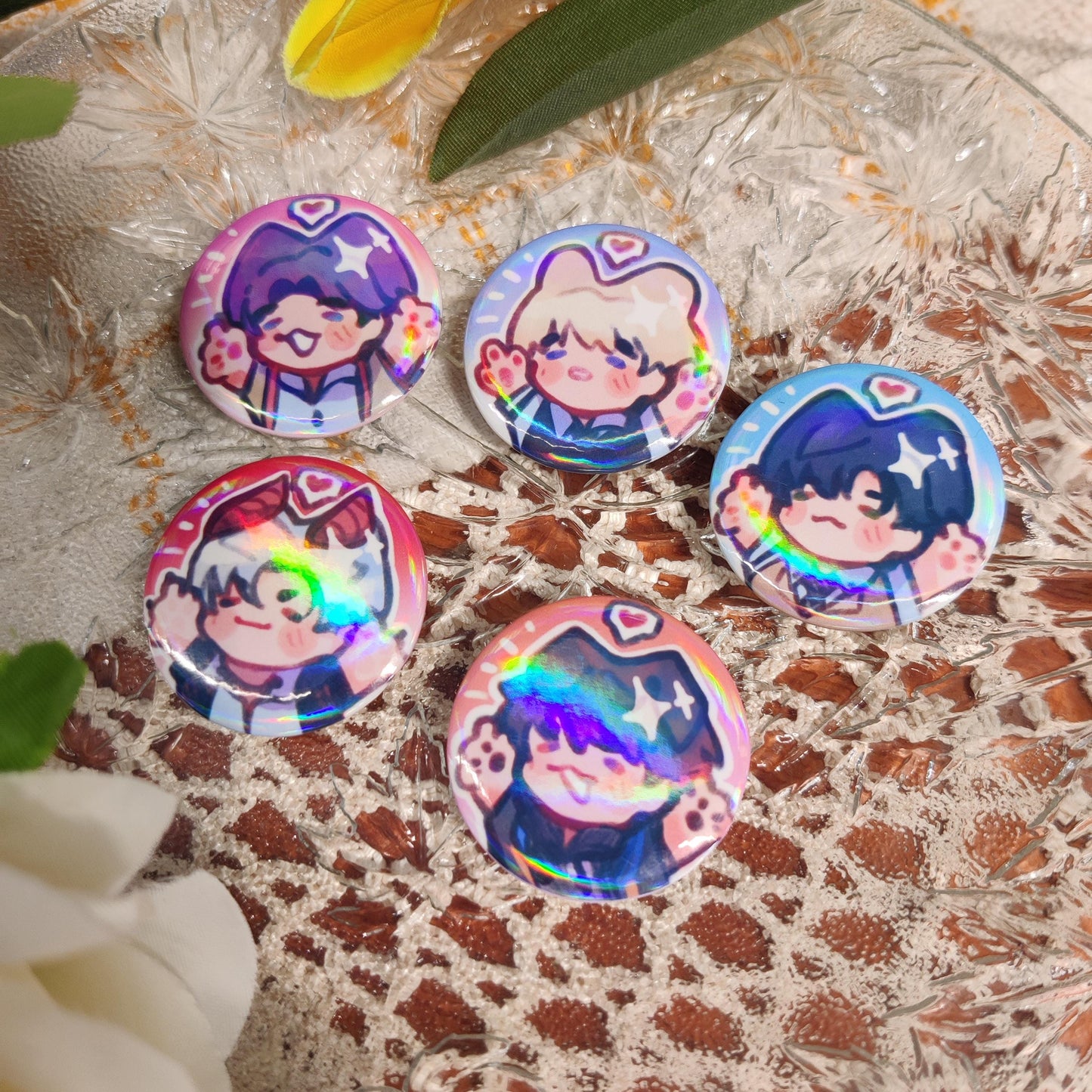 Love and Deepspace LIs holographic buttons badges | 32mm