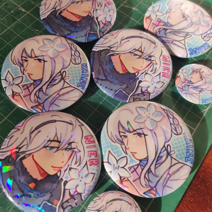 NIER Replicant ver1.22 58mm Holo Badges | Nier Bro, Kaine