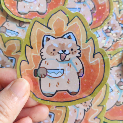 Holographic Raccoon Sticker | 6.5cm x 7cm
