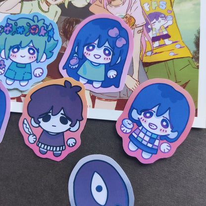 OMORI Skrunkly Stickers | Sunny, Aubrey, Kel, Hero, Mari, Basil, SOMETHING
