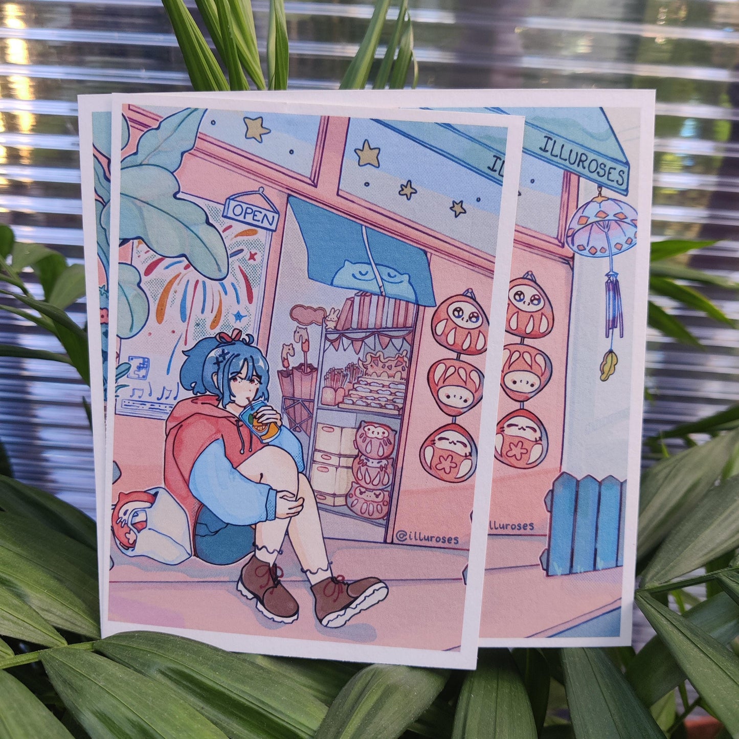 Original Storefront Daruma Art Print | A5 Square Print