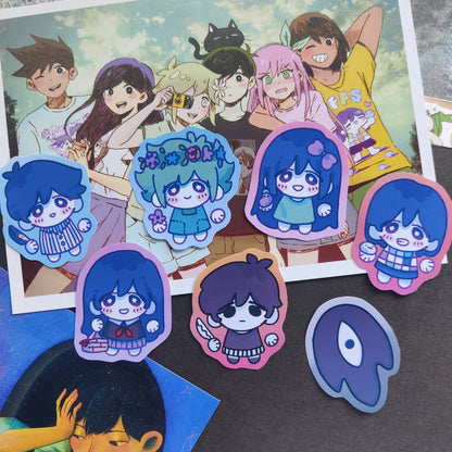 OMORI Skrunkly Stickers | Sunny, Aubrey, Kel, Hero, Mari, Basil, SOMETHING