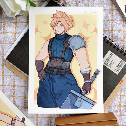 FFVII Cloud Strife Art Print | A6, A5