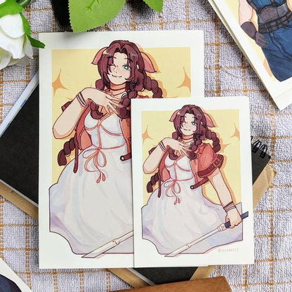 FFVII Aerith Gainsborough Art Print | A6, A5