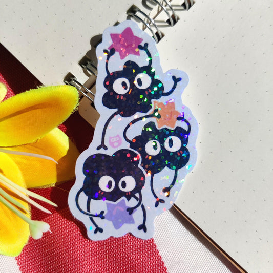 Holographic Soot Sprite Vinyl Sticker | 4.5cm x 8cm