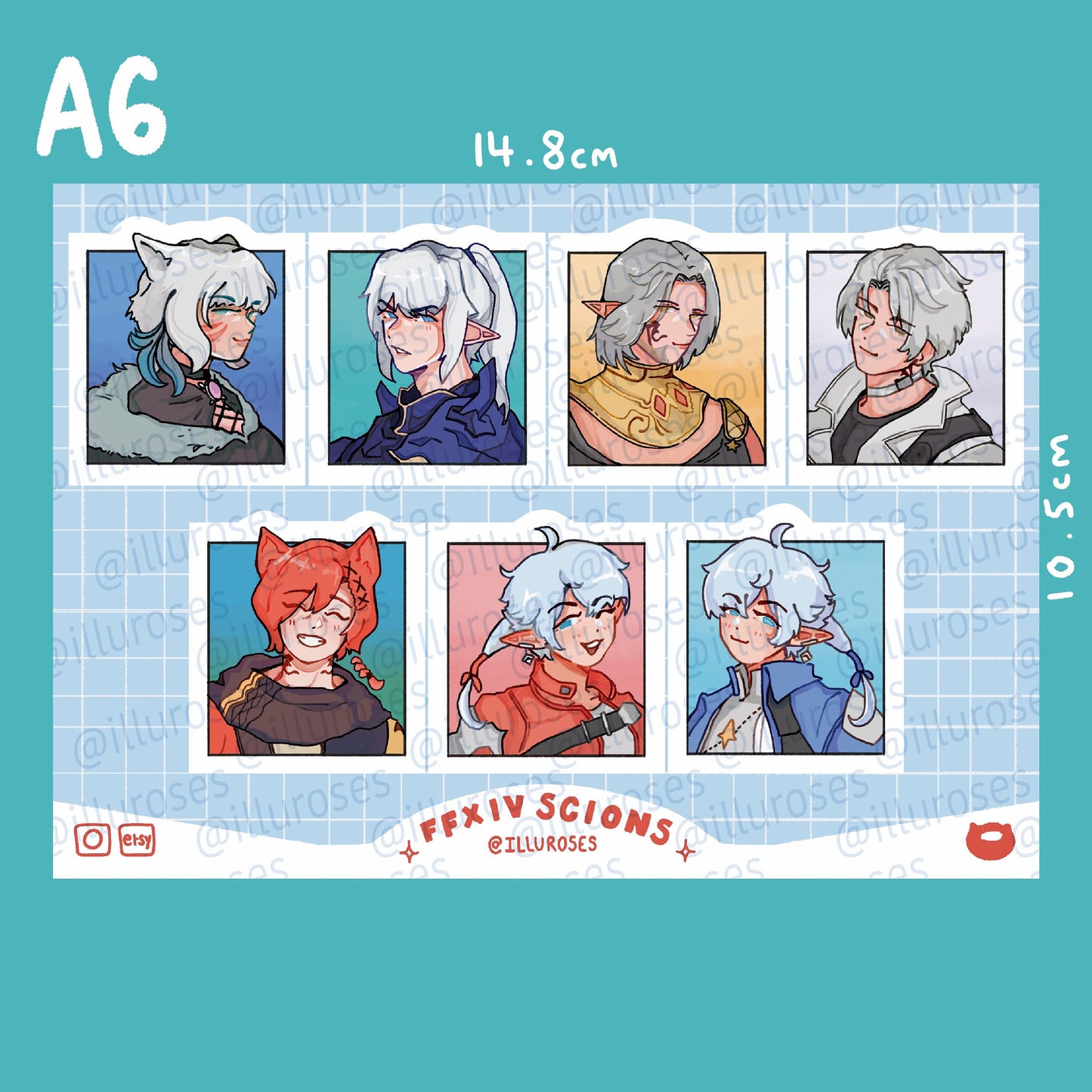 FFXIV Scions of the Seventh Dawn Sticker Sheet | 148 x 105mm