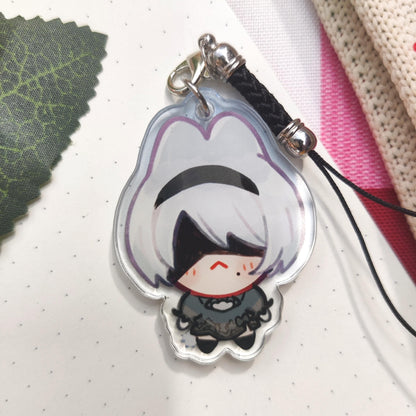NIER Automata 9S, 2B, A2, Acrylic Phone Charm Double Sided