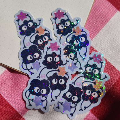 Holographic Soot Sprite Vinyl Sticker | 4.5cm x 8cm