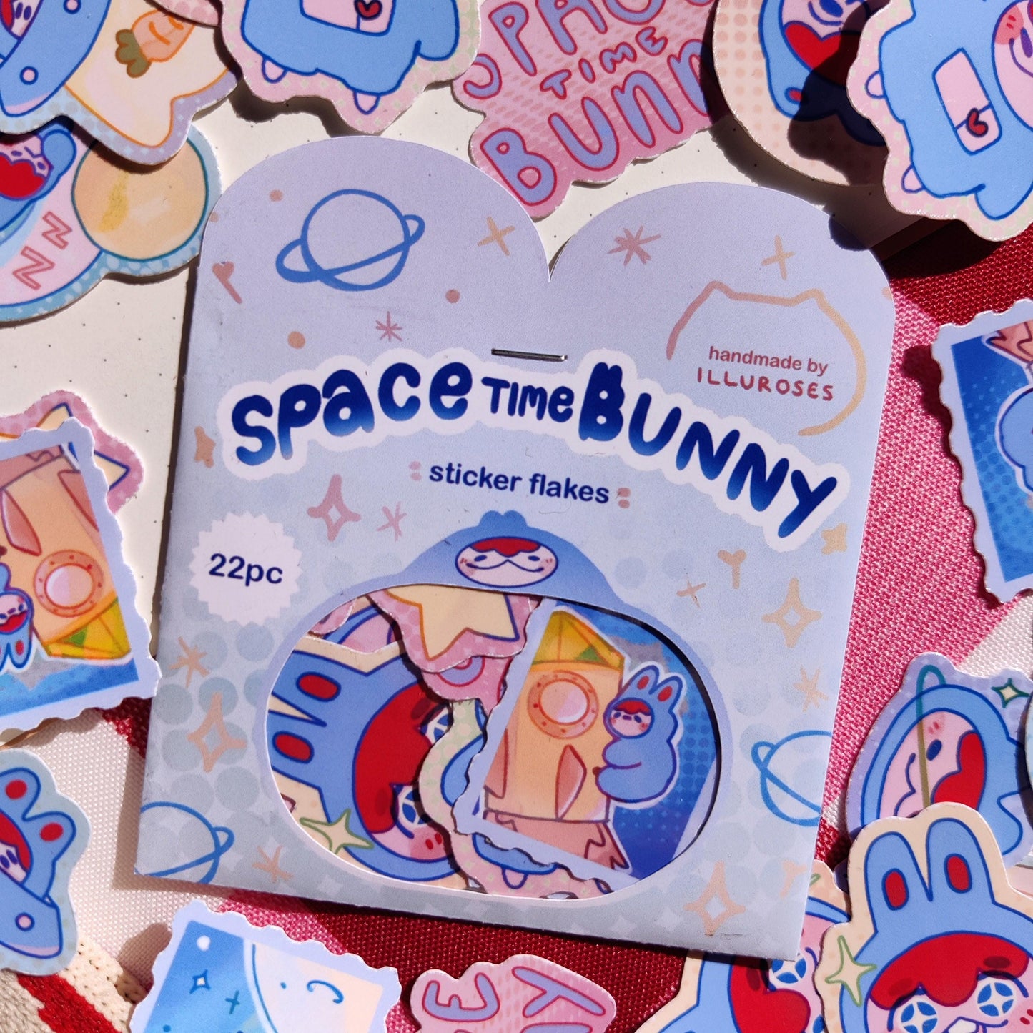 "space time bunny" vinyl sticker pack, 11 designs, 22pc