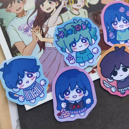 OMORI Skrunkly Stickers | Sunny, Aubrey, Kel, Hero, Mari, Basil, SOMETHING