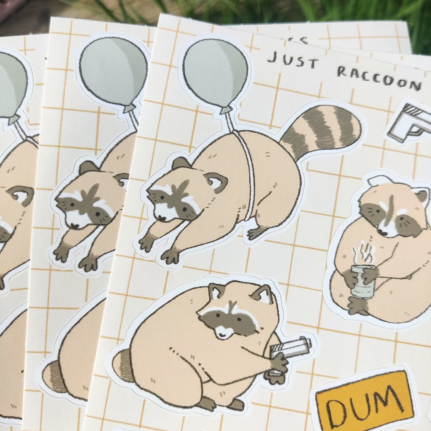 Just Raccoon Things Sticker Sheet | 148 x 210mm