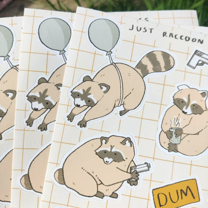 Just Raccoon Things Sticker Sheet | 148 x 210mm