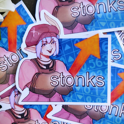 FFXIV Tataru Stonks Meme Vinyl Sticker | 7 x 7cm