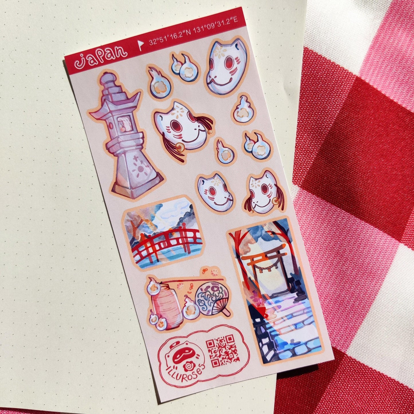JAPAN Shrines&Temples Sticker sheet | 75 x 150mm