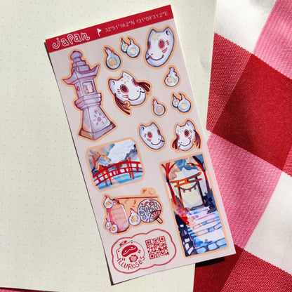 JAPAN Shrines&Temples Sticker sheet | 75 x 150mm
