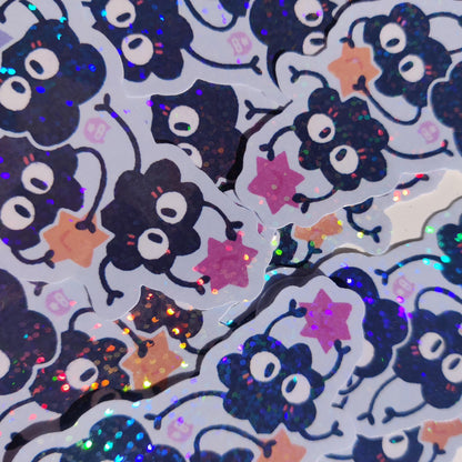 Holographic Soot Sprite Vinyl Sticker | 4.5cm x 8cm