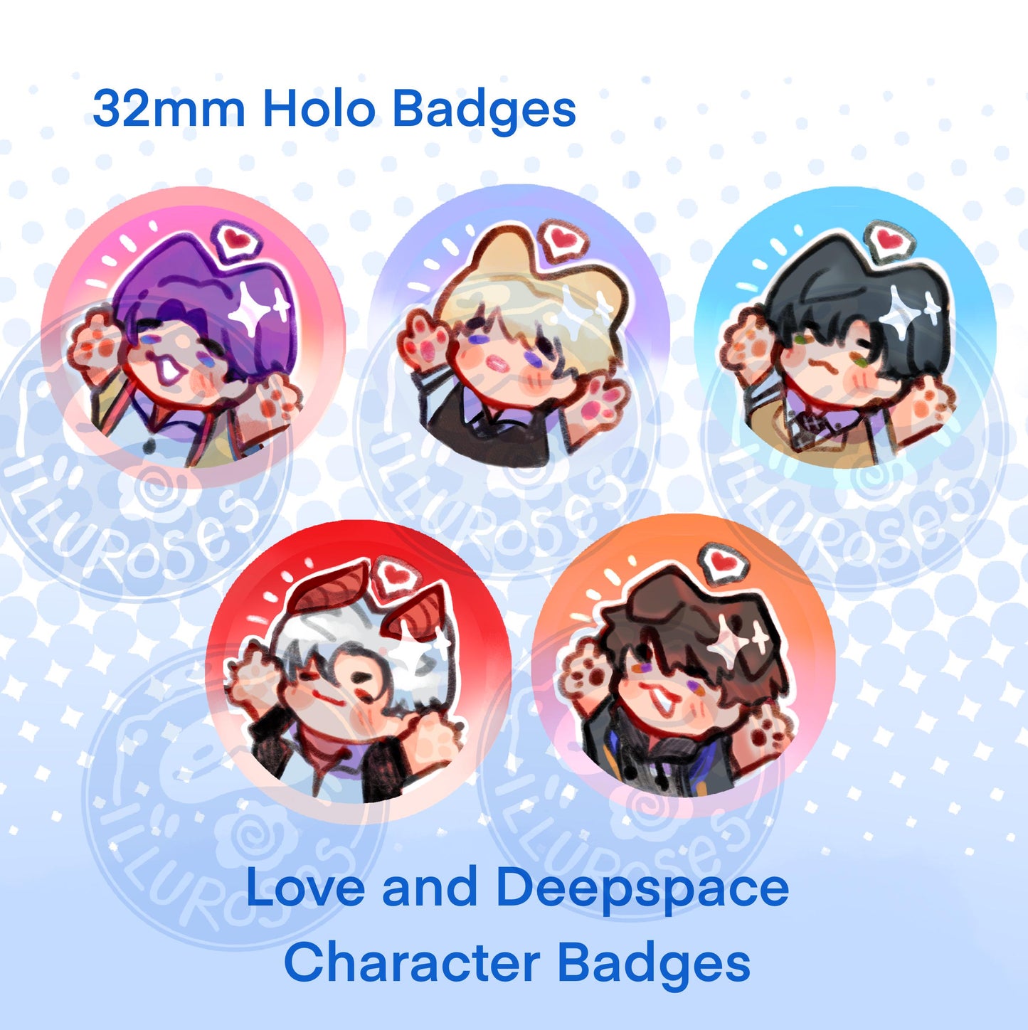 Love and Deepspace LIs holographic buttons badges | 32mm