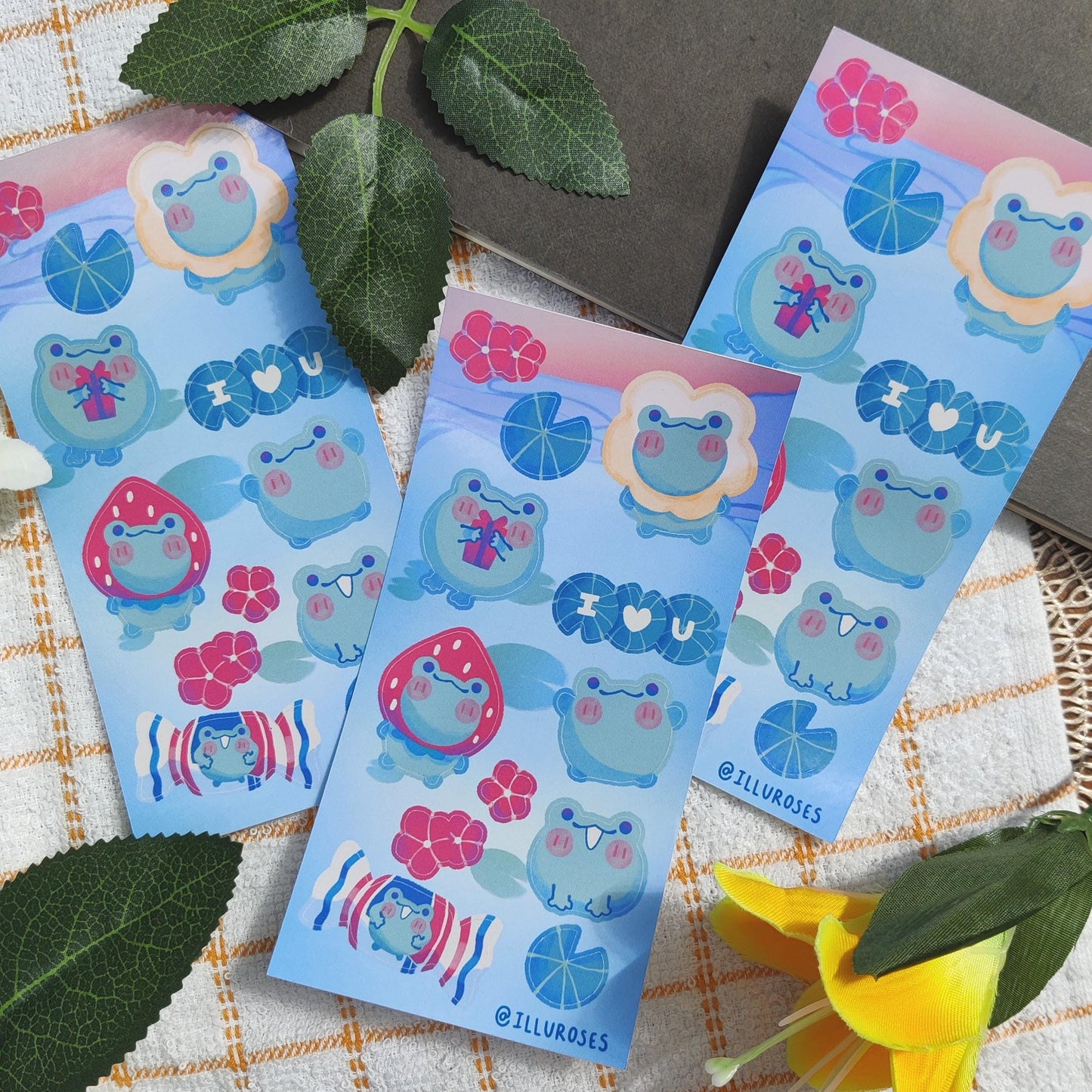 Fun Froggy STICKER SHEET, 12 designs 6 frogs | 75 x 150mm