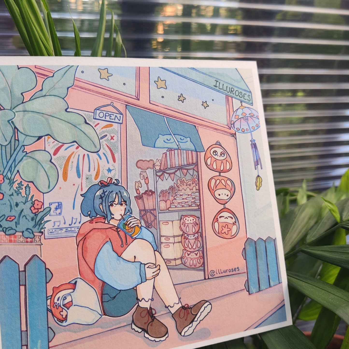 Original Storefront Daruma Art Print | A5 Square Print