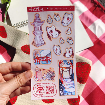 JAPAN Shrines&Temples Sticker sheet | 75 x 150mm