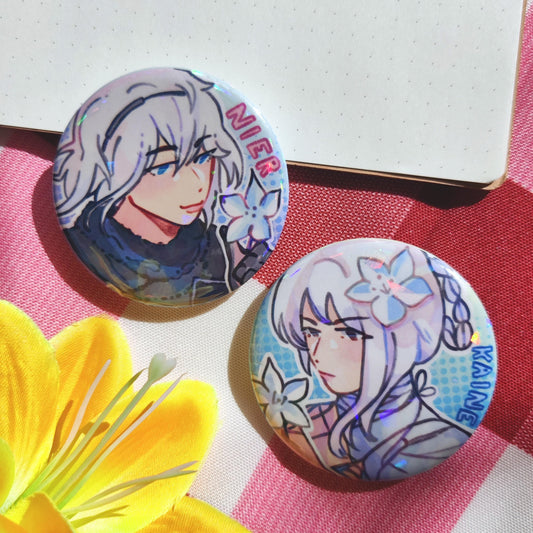 NIER Replicant ver1.22 58mm Holo Badges | Nier Bro, Kaine