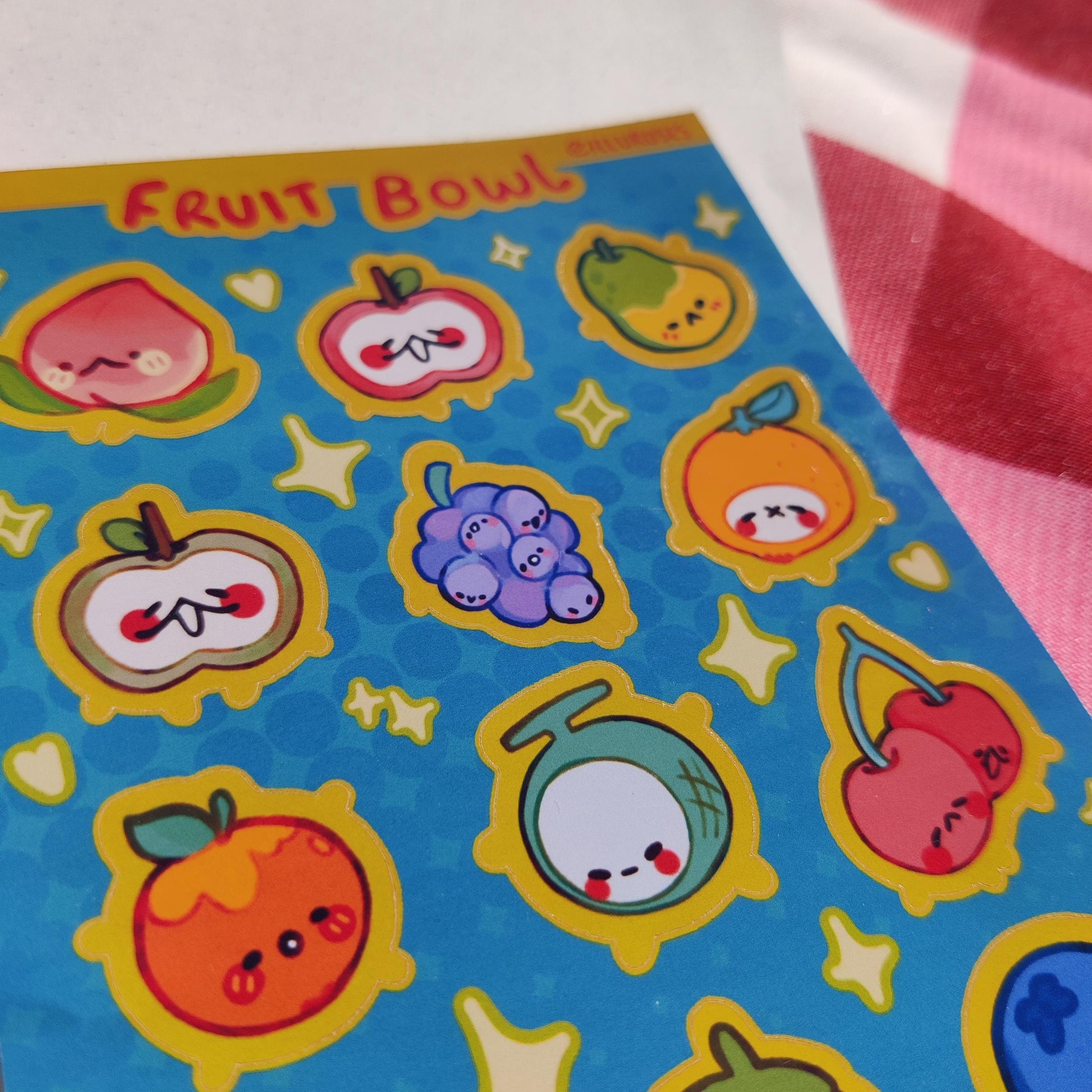 FRUIT BOWL A6 Sticker Sheet, 12 designs cute deco, bujo journal, scrapbook, photocard stickers, stationery gift