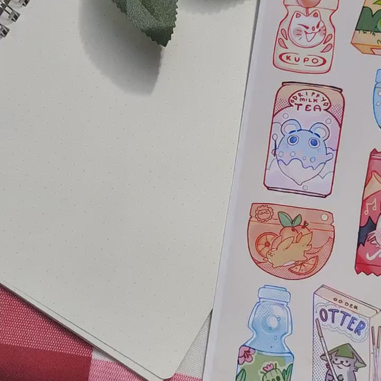 FFXIV minion snack A5 print, STICKER SHEET, 2 types, deco, final fantasy 14, moogle, korpukkur, ronka, fat cat, carby, chocobo